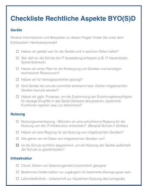 Checkliste BYOD rechtliche Aspekte